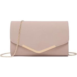 Miss Lulu Elegante dameshandtas, clutch en clutch van leer, damestas, elegante clutch voor ceremonies, 1-4 roze, Eén maat