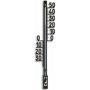 TFA Dostmann Analoge binnen- buitenthermometer, 12.6003.01.91, weerbestendig, vrijstaande graden, met bevestigingsmateriaal, tuinthermometer, kuststof, zwart, (L) 65 x (B) 23 x (H) 275 mm