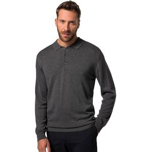 JP 1880, Heren grote maten, gebreid poloshirt, merino, flexnamic, 1/1, leisteen, 4XL