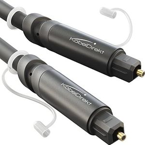 KabelDirekt – Optische audiokabel met 0% signaalverlies en beschermkap – 15 m – TOSLINK naar TOSLINK kabel (Optical audio cable, S/PDIF, glasvezelkabel voor home cinema/soundbar/PS4/Xbox, zwart)