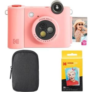 KODAK Smile+ 2-in-1 Digitale Camera & Fotoprinter Starterpakket + Draagtas + Zink 20pk - Roze, Starter Bundle, Pink