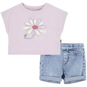 Levi's LVG Floral Dolman T-shirt voor babymeisjes en korte 1EK065 gecoördineerde outfits, krijtroze, 18 maanden, Krijt Roze, 18 maanden