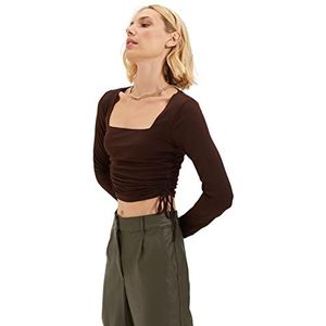 Trendyol - Twoaw22Bz0263 - Blouse - Smaragdgroen - Aansluitend - Cropped