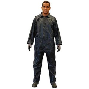 Gahibre Vol waterpak, opvouwbare en lichte regenjas, waterdicht werkpak, waterdichte broek en jas, blauw, maat XL