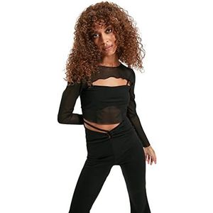 Trendyol Dames Zwart Decollected Tulle Blouse, 36