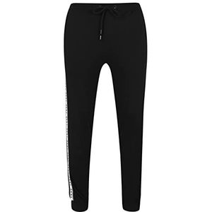 DKNY Loungebroek voor heren, designer loungewear met trekkoord in de taille, joggingbroek met zijstreep - zwarte nachtkleding, Zwart, S