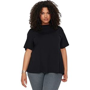 Trendyol Vrouwen Relaxed Standaard Crew Neck Knit Plus Size T-Shirt Zwart, Zwart, 3XL grote maten