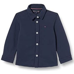 Tommy Hilfiger Pique Shirt voor jongens L/S, Twilight Navy, 80 cm