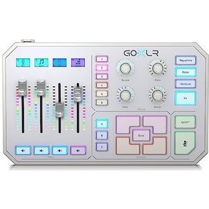 TC Helicon GoXLR-WH revolutionair online omroepplatform met 4-kanaals mixer, gemotoriseerde faders, klankbord en vocale effecten
