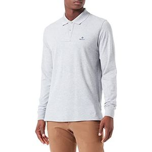 GANT Heren Contrast Collar Pique Ls Rugger Polo Shirt, gemengd grijs, XS