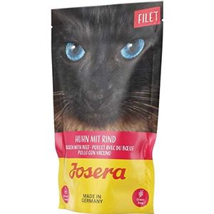 JOSERA Filet Kip met rundvlees (16 x 70 g) | graanvrij kattenvoer met filetstukjes | Super premium natvoer voor volwassen katten | 16 stuks verpakking