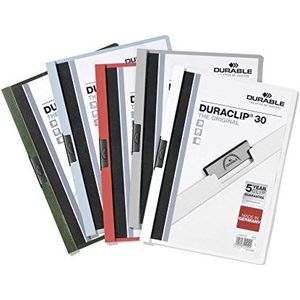 Durable 220000 Klemmap Duraclip Original 30 (voor 1-30 vel A4), 25 stuks, diverse kleuren, diverse kleuren