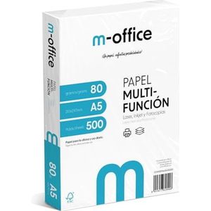 A5-papier, 80 g, verpakking met 500 vellen, multifunctioneel papier voor inkjet- en laserprinters, A5-vellen, 148 x 210 mm, ideaal voor kantoor en thuis, m-kantoor (500 vellen)