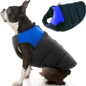 Gooby - Gewatteerd vest, hondenjas, jas, jas, trui met ritssluiting en linnen ring, blauw, maat M