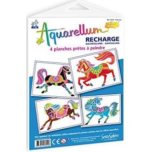 Sentosphère Aquarellum Junior navulverpakking – paarden – aquarelkaarten – kleurset – magische aquarelverf – vanaf 7 jaar – gemaakt in Frankrijk