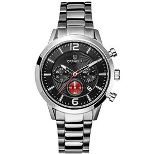 ORPHELIA Heren Chronograaf Horloge Tempo, zilver/zwart, armband
