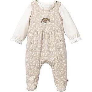 Sterntaler Romperset voor meisjes, jersey, bloemetjes, haas, Happy baby- en peuterpyjama, beige, 68 cm