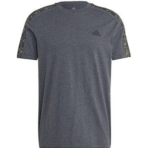 adidas Heren Essentials Single Jersey 3-Stripes Tee, Dark Grey Heather/Black, L