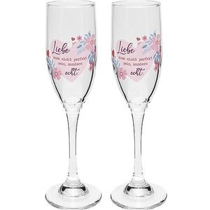 GRUSS & CO Set champagneglazen met echt motief, 20 cl, geschenkdoos, bruiloft, Valentijnsdag, 48570
