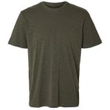 SELECTED HOMME - Slhaspen Slub Ss Noos - T-shirt - Bruin - Ronde Hals