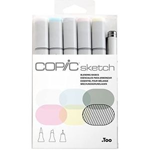 COPIC Sketch Marker Set ""Blending Basic"" met 6 kleuren, professionele penseelstiften op alcoholbasis met een flexibele en een medium brede punt.