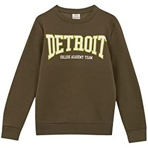 DeFacto Pullover met lange mouwen voor jongens - ronde hals sweatshirt voor jongens (kaki, 6/7 Y), kaki, 6-7 Jaren