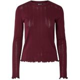 PIECES - Shirt - Bordeaux - Lange Mouw - Slanke Pasvorm