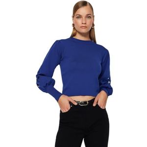 Trendyol Damen Regular fit Basic staande kraag gebreide trui, Sax, M, Sax, M
