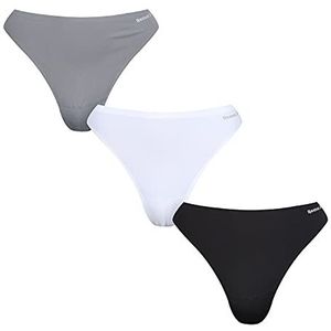 Reebok Rae strings voor dames (verpakking van 3), Zwart/Wit/Koud Grijs, XS