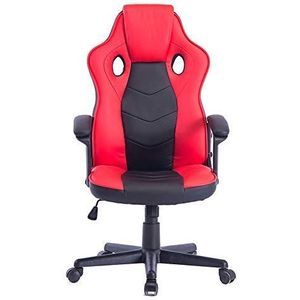 HOGAR24 ES | Gamingstoel | bureaustoel | ergonomisch voor gamers, speciaal voor videospelletjes | kunstleer gevoerd | hoogte en helling verstelbaar | kleur zwart en rood