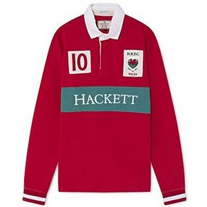 Hackett London Heren Wales Rugby poloshirt, Rood (Rood 255), L