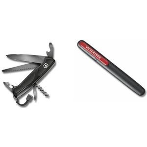 Victorinox Taschenmesser Ranger Grip 55 Onyx Black (12 Funktionen, Festellklinge, Holzsäge), schwarz & Victorinox Dual-Messerschärfer, schwarz