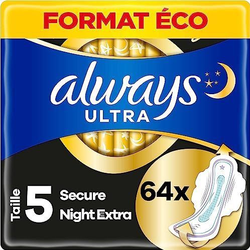 Always Ultra Secure Night Extra - Maat 5 - Maandverband Met Vleugels - Voordeelbox 64 stuks