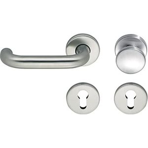 Eco D 110/R veiligheidswisselgarnituur deurknop en deurklink op rozetten PZ, aluminium zilver geanodiseerd