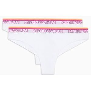 EMPORIO ARMANI Braziliaanse slip voor dames, 2-pack, wit/wit, S, wit/wit, S