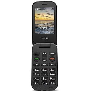 Doro 6040 mobiele telefoon 2G met klapdeksel ontgrendeld voor senioren met grote toetsen, assistent-knop met GPS en laadstation inclusief oplader (zwart) [Franse versie]
