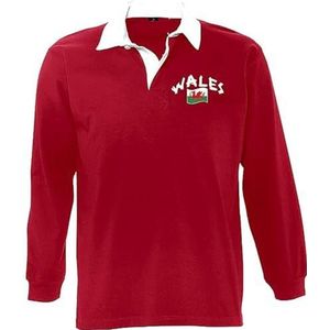 Supportershop poloshirt Rugby LS Wales, rood, lange mouwen, unisex, volwassenen, FR: M (maat fabrikant: M)
