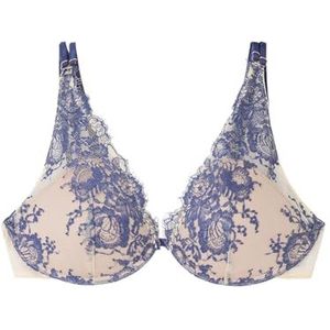 women'secret Push-up halterbeha, blauwe print, 100B