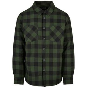Urban Classics Gewatteerd check flanellen overhemd voor heren, zwart/bos, XL