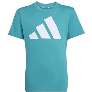 adidas Uniseks-Kind ESSENTIALS BIG LOGO T-SHIRT, pure teal/white/white, 9-10 Years