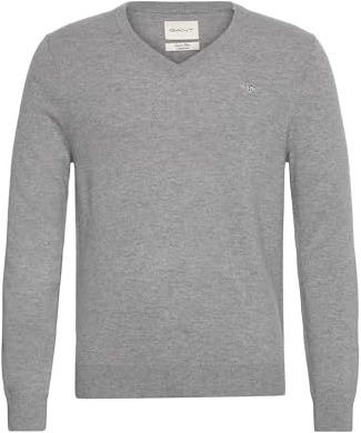 GANT - Extra Fijne Lamswol - Gemengd Grijs - Sweater