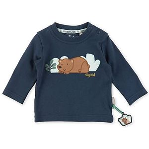 Sigikid Baby-jongens shirt met lange mouwen van biologisch katoen T-shirt, donkerblauw/beer, 62