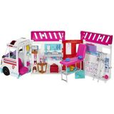 Barbie Speelgoed, speelset met ambulance en kliniek, verwisselfunctie, met licht, geluid en meer dan 20 accessoires, kliniek, HKT79