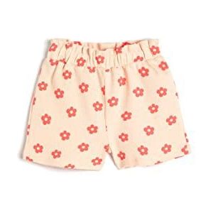 Koton Babygirls Flower Printed Wafle Textured Elastische Tailleband Katoenen Shorts, Roze design (2d5), 6-9 Maanden