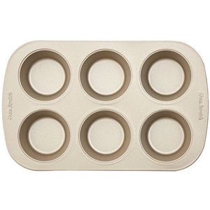 Premier Housewares van Scratch Satin 6 Muffin Tray, Carbon Steel, Champagne, 18 x 28,7 x 2,8 cm