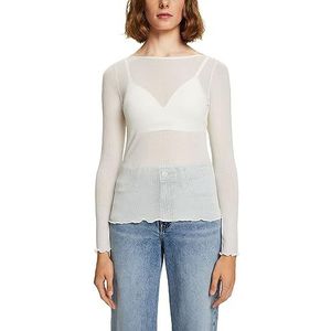 ESPRIT Transparante geribbelde top, off-white, L