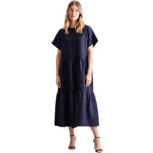 Seidensticker Dames regular fit blousejurk korte mouwen jurk, donkerblauw, 36, donkerblauw, 36