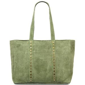 FIRENZE ARTEGIANI. Alonte schoudertas dames echt leer kunstleer 38x12x30cm Kleur: lichtgroen Army, Militair lichtgroen, Utility