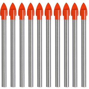 10 stuks boren 6mm tegel en glas tegel boor set wolfraam carbide boren tool voor keramische spiegel porselein marmer, professionele glas en tegel boren tool met wolfraamcarbide