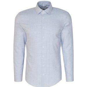 Seidensticker Flanellen herenhemd - slim fit - gemakkelijk te strijken - Kent kraag - lange mouwen - 100% katoen, blauw, 43